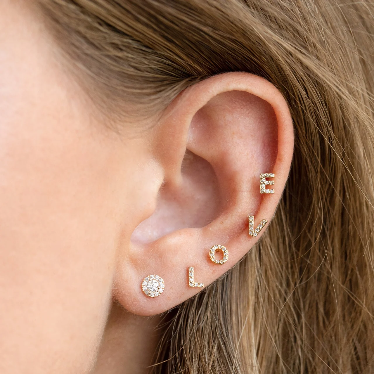 10k Solid Gold Initial Stud