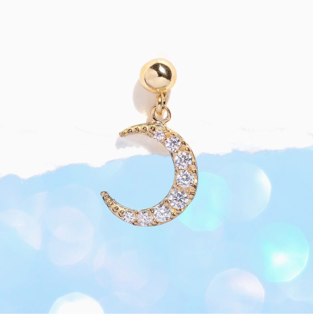 10k Solid Gold Moonie Ball Back Dangle Earring