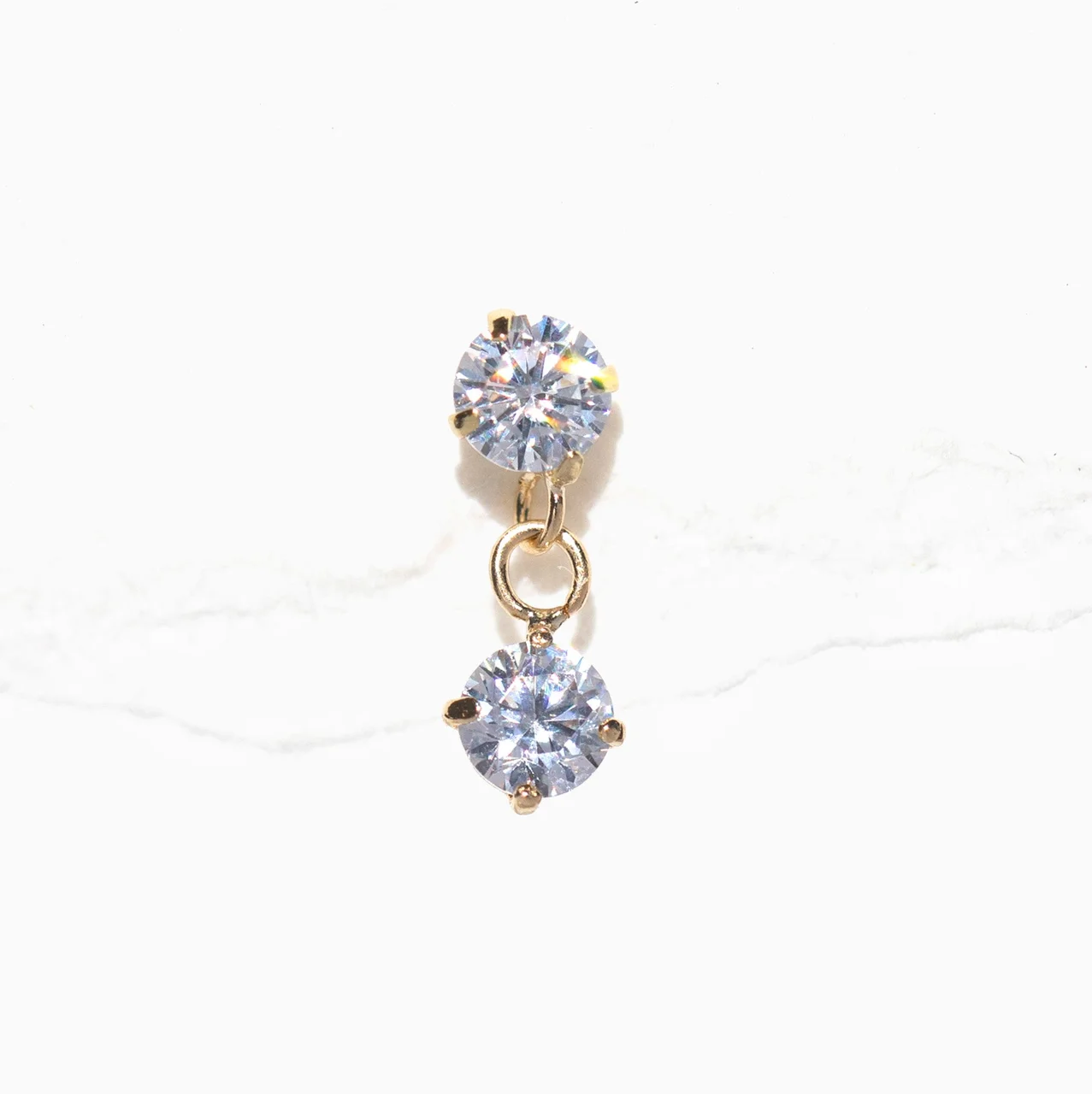 10k Solid Gold Starlit Dangle Ball Back Stud