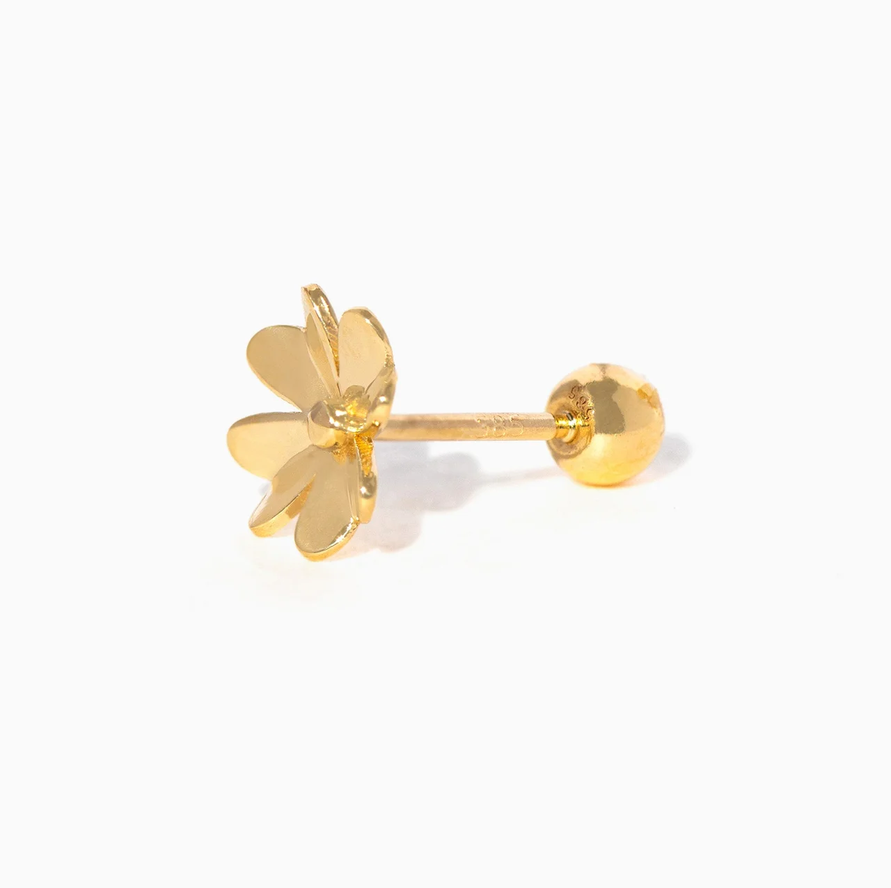 14k Solid Gold Four Leaf Clover Ball Back Stud – Bild 3