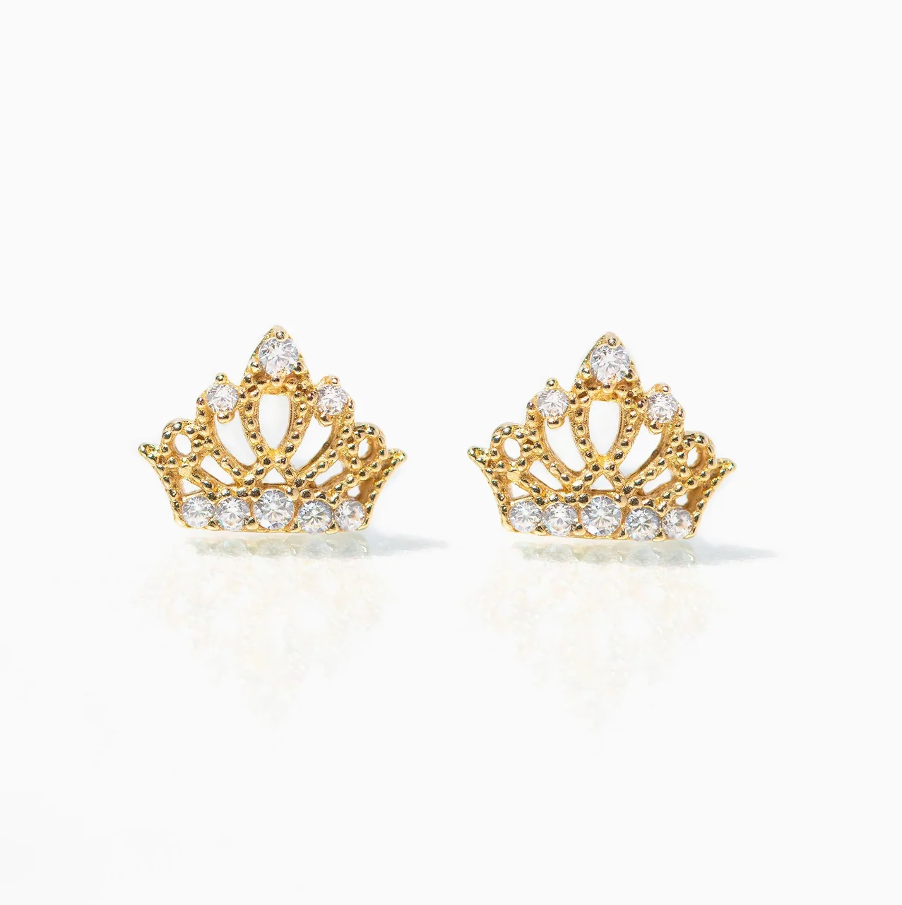 14k Solid Gold La Reina Stud Earrings