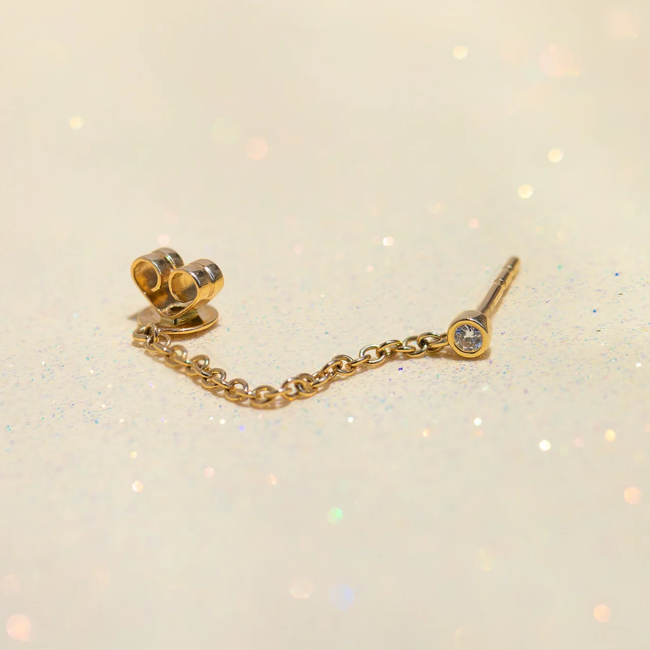 14k Solid Gold On The Horizon Chain Earring – Bild 3