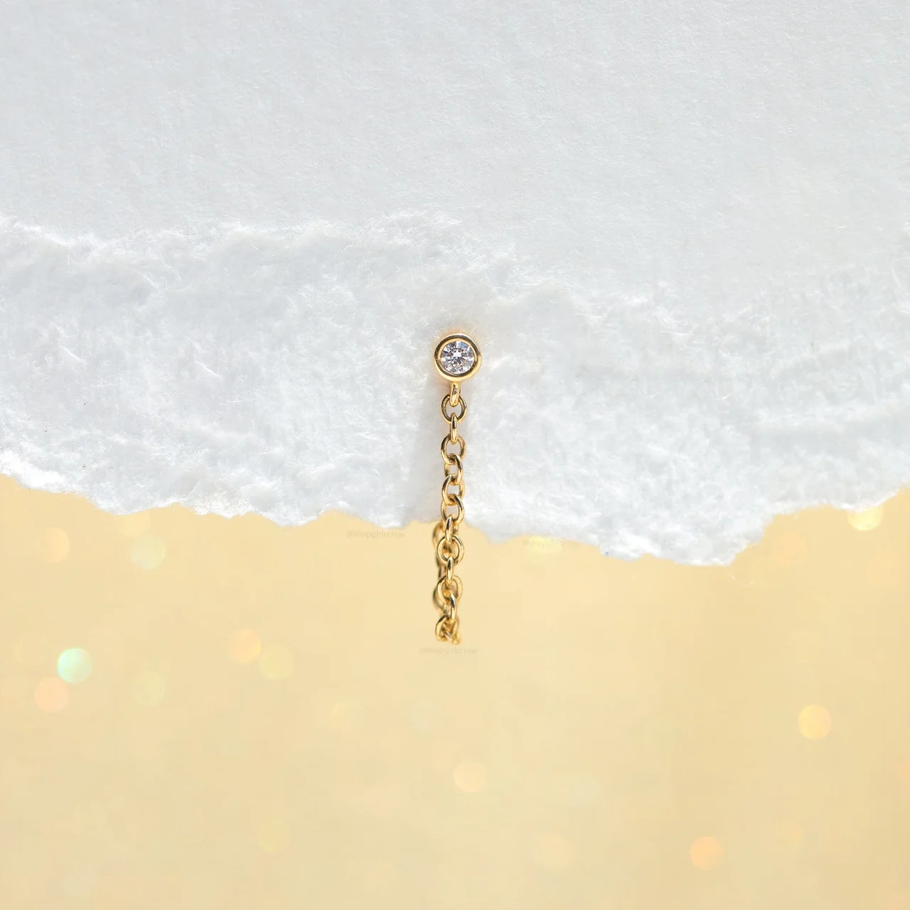 14k Solid Gold On The Horizon Chain Earring – Bild 4