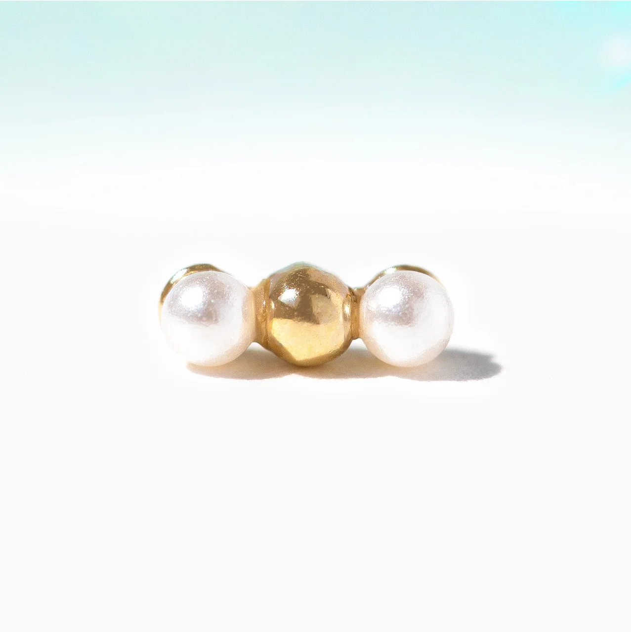 14k Solid Gold Perla Ball Back Stud