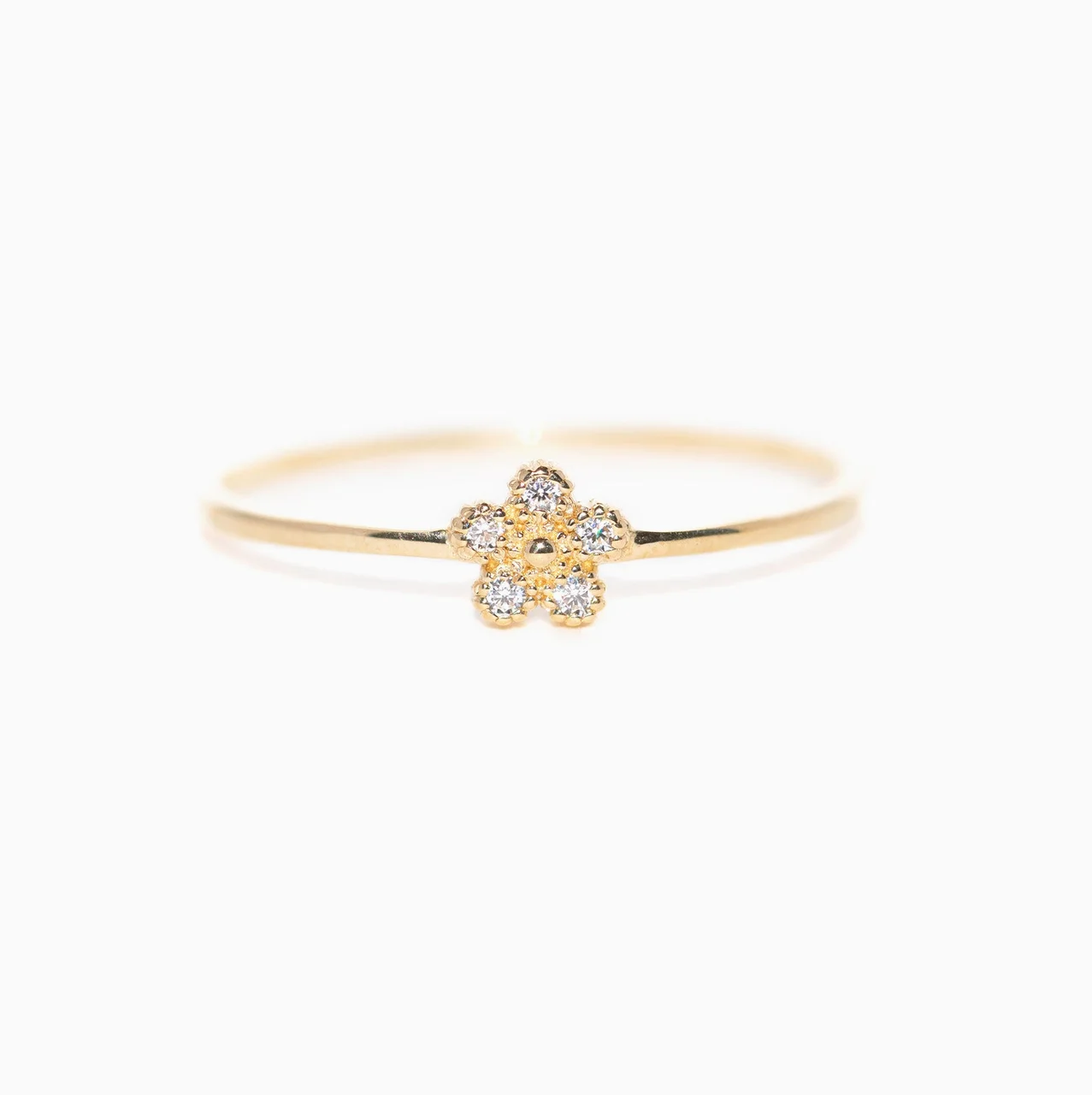 14k Solid Gold Pressed Petals Ring