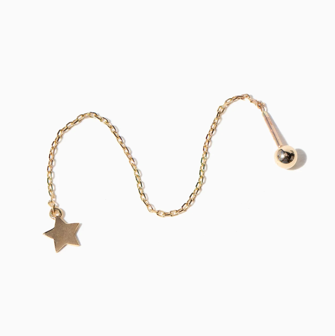 14k Solid Gold Star Threader Earring