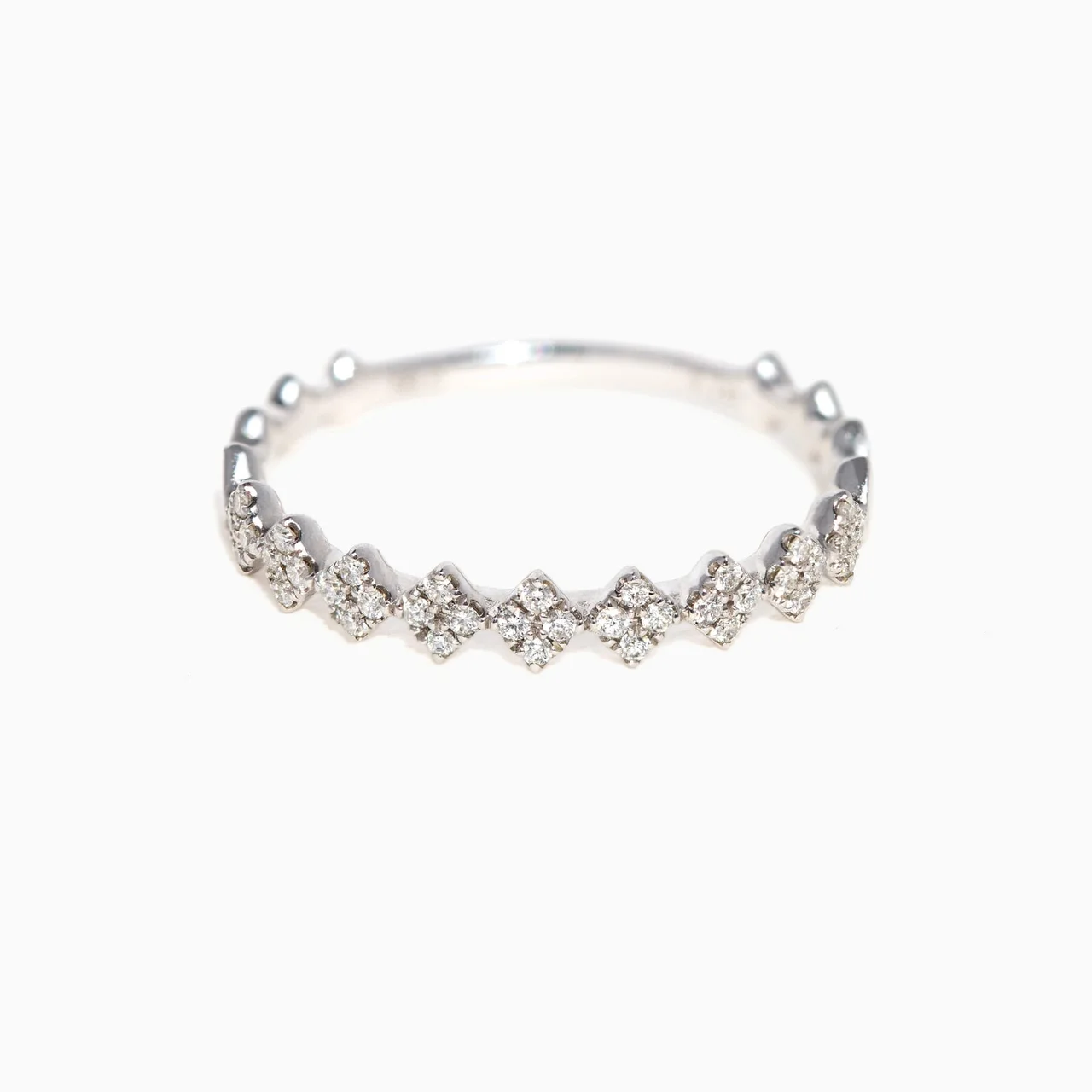 14k Solid White Gold Diamond Clarity Band Ring