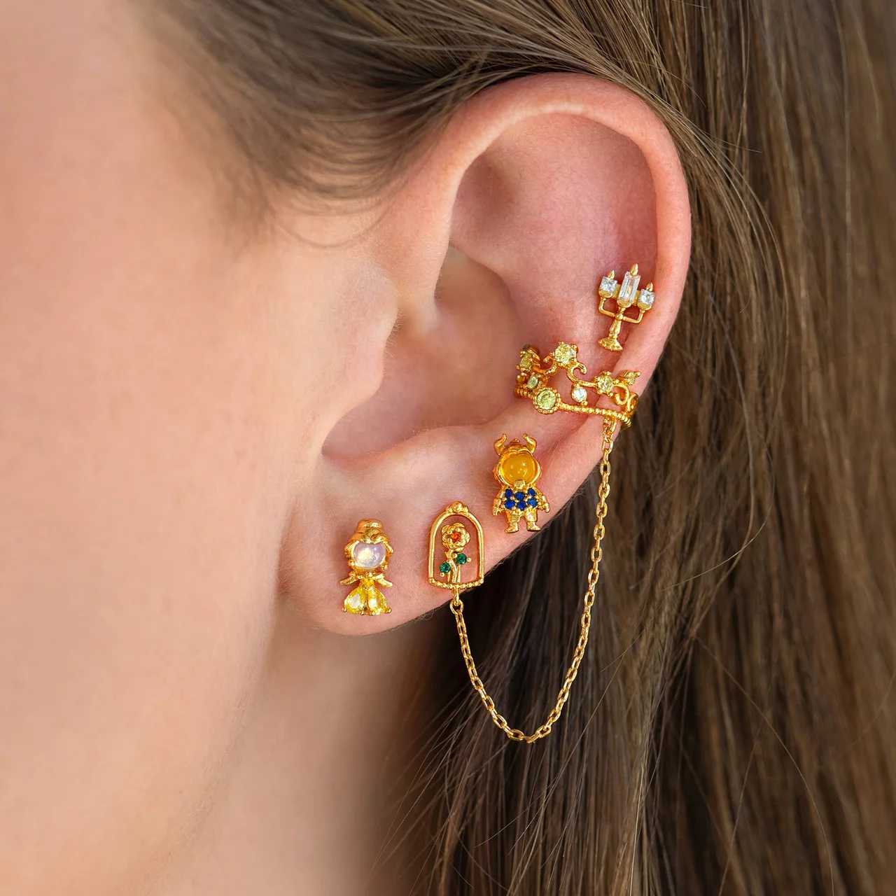 Disney Princess Beauty and the Beast Enchanted Rose Ear Cuff + Stud – Bild 4