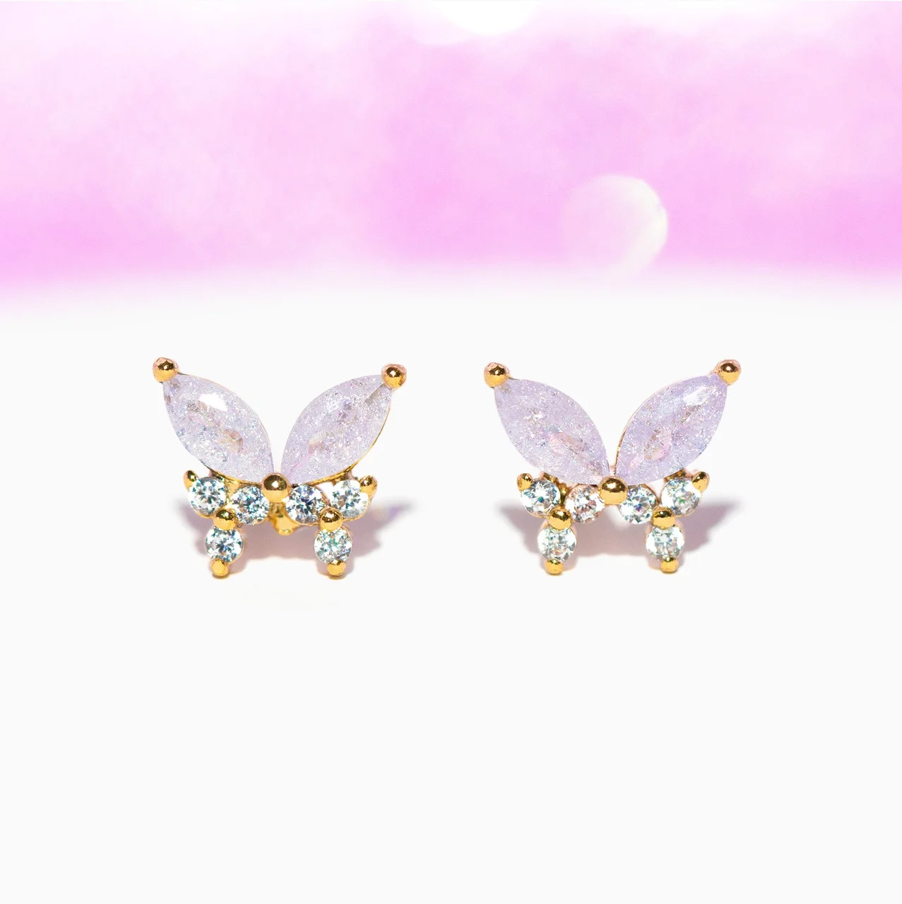 Lavender Remember Me Butterfly Studs